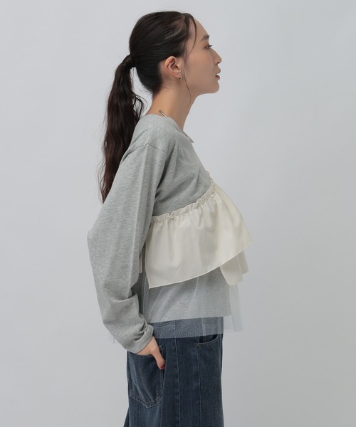 LEPSIM(レプシィム)の「長袖異素材フリルドッキング 1080847(Tシャツ/カットソー・レディース・グレー/チャコールグレー/ブラック・FREE)」の17枚目の写真