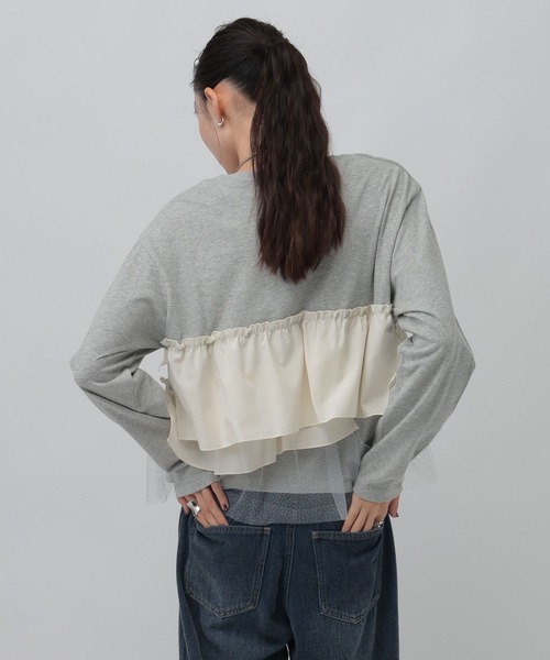 LEPSIM(レプシィム)の「長袖異素材フリルドッキング 1080847(Tシャツ/カットソー・レディース・グレー/チャコールグレー/ブラック・FREE)」の18枚目の写真