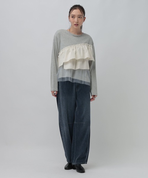 LEPSIM(レプシィム)の「長袖異素材フリルドッキング 1080847(Tシャツ/カットソー・レディース・グレー/チャコールグレー/ブラック・FREE)」の19枚目の写真