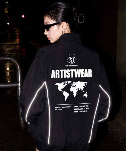 ARTISTWEAR(アーティストウェア)の「ワールドプロテクト パイピング ウィンドブレイク(ナイロンジャケット・レディース・ブラック/グレー・SMALL/MEDIUM/LARGE/X-LARGE/XX-LARGE)」の3枚目の写真