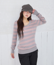 MELT STRIPE KNIT PINK GREY