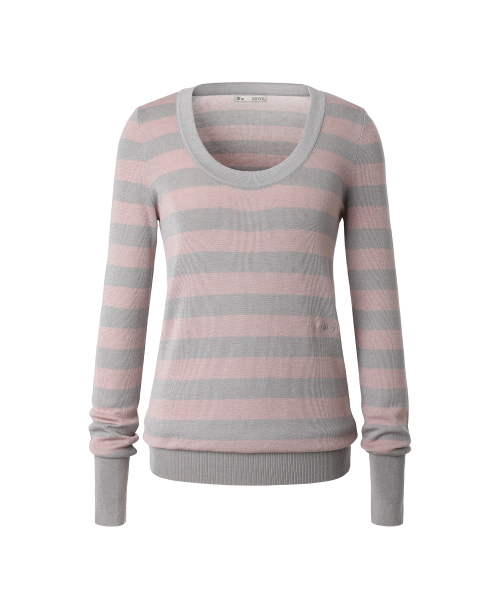 MIRECO（ミレコ）の「MELT STRIPE KNIT PINK GREY（ニット/セーター・レディース・その他・FREE）」の4枚目の写真