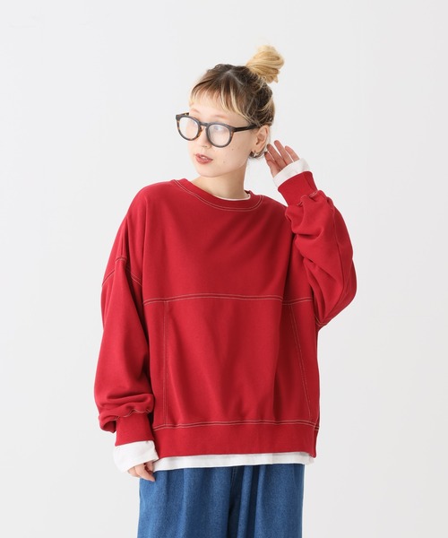 HEART MARKET(ハートマーケット)の「OE裏毛配色ステッチプルオーバー(スウェット・レディース・レッド/オートミール/ブラック/ブルー・FREE)」の13枚目の写真