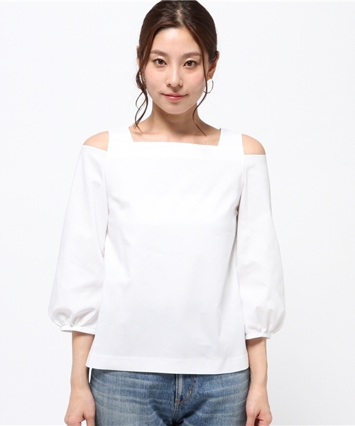 FIGARO Paris（フィガロパリ）の「《追加》C/E ツイル 肩開きブラウス◆（シャツ/ブラウス・レディース・ホワイト/オレンジ・36/38）」の3枚目の写真