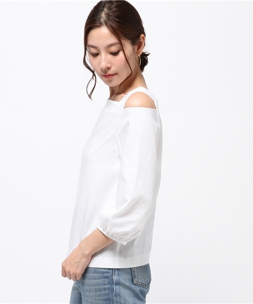 FIGARO Paris（フィガロパリ）の「《追加》C/E ツイル 肩開きブラウス◆（シャツ/ブラウス・レディース・ホワイト/オレンジ・36/38）」の4枚目の写真