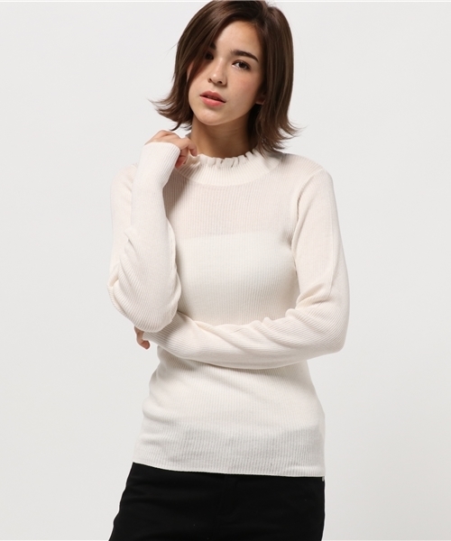 earth music&ecology（アースミュージックアンドエコロジー）の「【2016Autumn】フリルミニハイネックリブニットプルオーバー（ニット/セーター・レディース・レッド/ライトグレー/アイボリー/ブラック/ネイビー/ライトピンク/ライトベージュ/カーキ/ブルーグリーン/サックスブルー・M/S）」の18枚目の写真