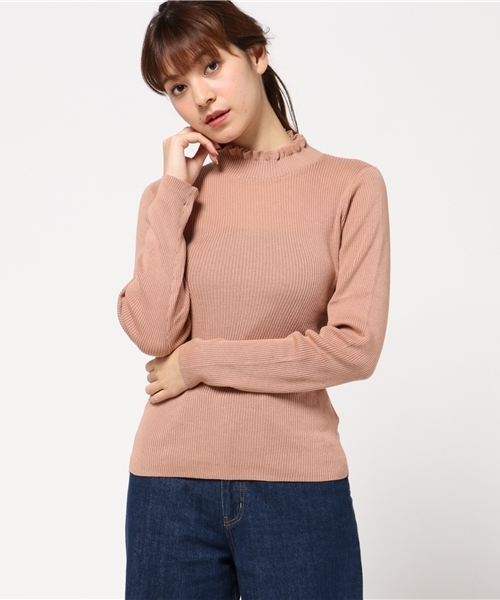 earth music&ecology（アースミュージックアンドエコロジー）の「【2016Autumn】フリルミニハイネックリブニットプルオーバー（ニット/セーター・レディース・レッド/ライトグレー/アイボリー/ブラック/ネイビー/ライトピンク/ライトベージュ/カーキ/ブルーグリーン/サックスブルー・M/S）」の9枚目の写真