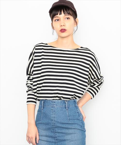 ADAM ET ROPE'（アダムエロペ）の「ウォッシャブルウールボーダープルオーバー（Tシャツ/カットソー・レディース・ブラック系その他/ホワイト系その他/ブラック/ピンク/ホワイト・F/FREE）」の3枚目の写真