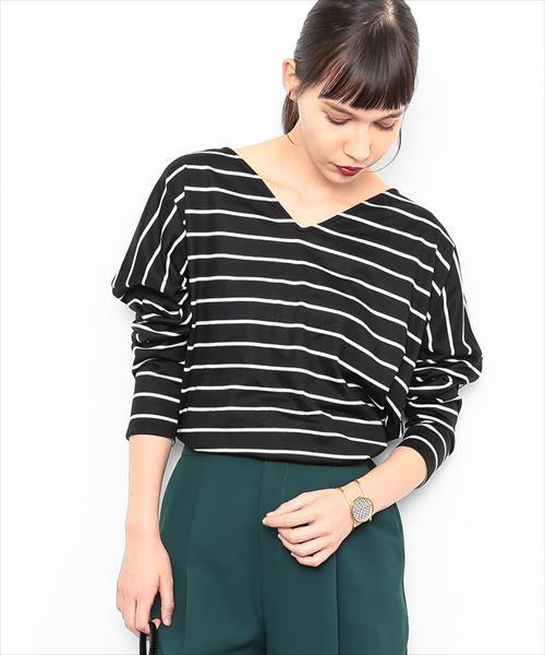 ADAM ET ROPE'（アダムエロペ）の「ウォッシャブルウールボーダープルオーバー（Tシャツ/カットソー・レディース・ブラック系その他/ホワイト系その他/ブラック/ピンク/ホワイト・F/FREE）」の5枚目の写真