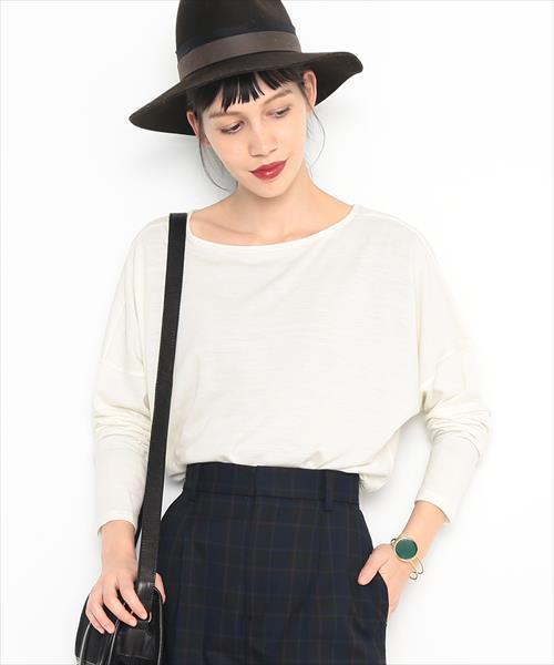 ADAM ET ROPE'（アダムエロペ）の「ウォッシャブルウールボーダープルオーバー（Tシャツ/カットソー・レディース・ブラック系その他/ホワイト系その他/ブラック/ピンク/ホワイト・F/FREE）」の2枚目の写真