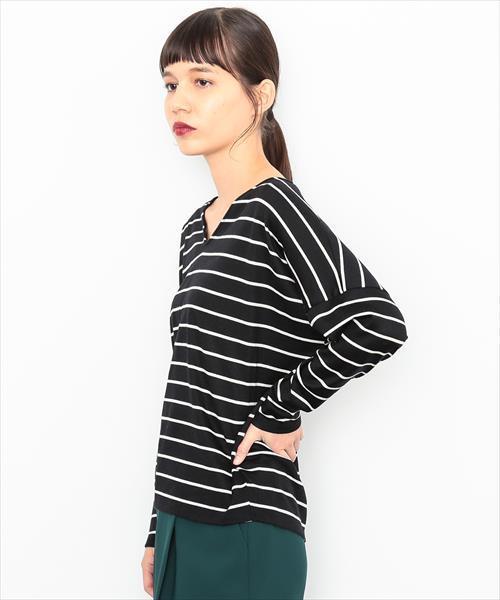 ADAM ET ROPE'（アダムエロペ）の「ウォッシャブルウールボーダープルオーバー（Tシャツ/カットソー・レディース・ブラック系その他/ホワイト系その他/ブラック/ピンク/ホワイト・F/FREE）」の12枚目の写真