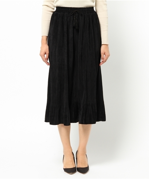 Re:EDIT（リエディ）の「[リエディ]ベロアプリーツフレアパンツ[リエディオリジナル]ボトムス/パンツ/ワイドパンツ・ガウチョパンツ（その他パンツ・レディース・ネイビー/ブラック/パープル/ブラウン/ピンク・LARGE/MEDIUM）」の6枚目の写真