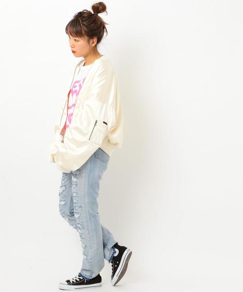 Another Edition(アナザーエディション)の「サテンショートMA-1 ◆(MA-1・レディース・ブラック/オフホワイト・SMALL/MEDIUM)」の9枚目の写真