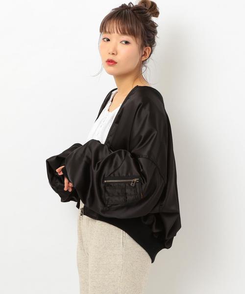 Another Edition(アナザーエディション)の「サテンショートMA-1 ◆(MA-1・レディース・ブラック/オフホワイト・SMALL/MEDIUM)」の10枚目の写真