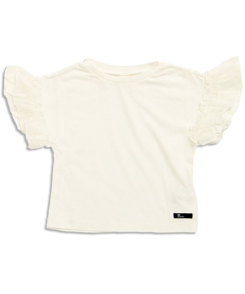 apres les cours（アプレレクール）の「袖フリルＴシャツ（Tシャツ/カットソー・キッズ・その他/カーキ/ブラック/オフホワイト/サーモンピンク・100/120/130/140/90/110/80）」の2枚目の写真