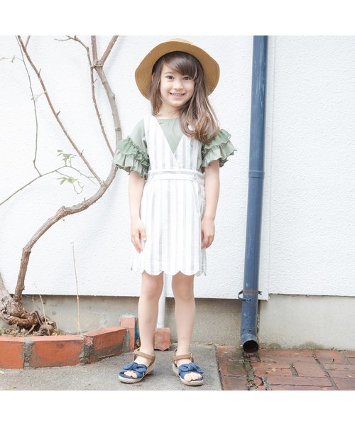 apres les cours（アプレレクール）の「袖フリルＴシャツ（Tシャツ/カットソー・キッズ・その他/カーキ/ブラック/オフホワイト/サーモンピンク・100/120/130/140/90/110/80）」の12枚目の写真