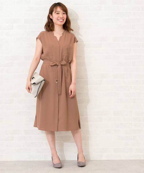 NATURAL BEAUTY BASIC(ナチュラルビューティーベーシック)の「【and GIRL6月号掲載】スキッパーシャツワンピース(シャツワンピース・レディース・ブラック/カーキ/ブラウン・MEDIUM/SMALL)」の3枚目の写真