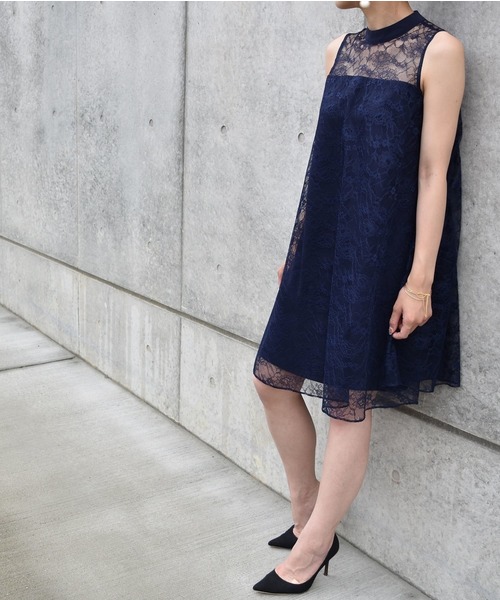 kaene(カエン)の「総レース Aラインワンピース(ドレス・レディース・ブラック/ピンク/ネイビー/スモークピンク/サックスブルー/ライトグレー・FREE)」の21枚目の写真