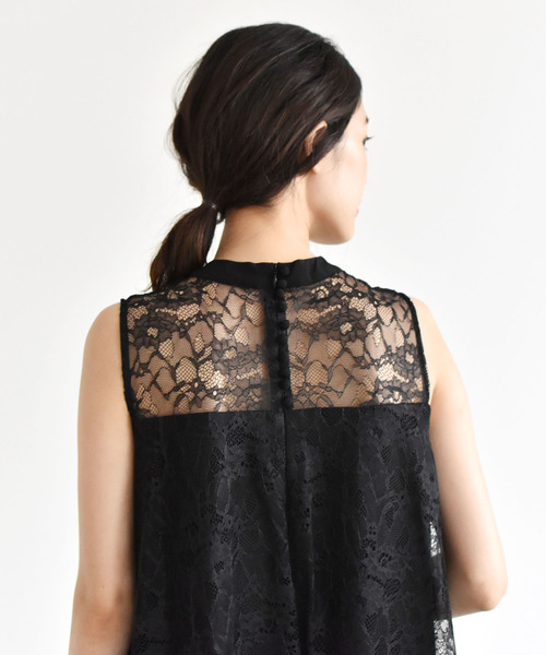 kaene(カエン)の「総レース Aラインワンピース(ドレス・レディース・ブラック/ピンク/ネイビー/スモークピンク/サックスブルー/ライトグレー・FREE)」の9枚目の写真