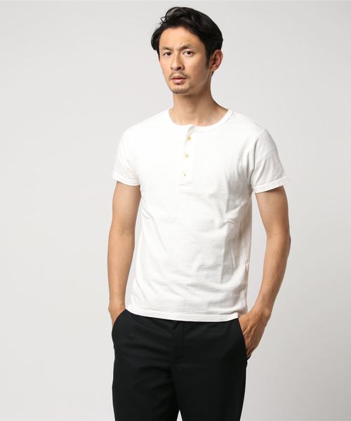 GYPSY&SONS(ジプシーアンドサンズ)の「度詰めヘンリーTシャツ(Tシャツ/カットソー)」|ホワイト