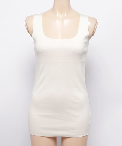 RIVE DROITE（リヴドロワ）の「シームレスタンク-（Tシャツ/カットソー・レディース・オフホワイト/ライトグレー/カーキ/チャコールグレー/ブラック・FREE）」の2枚目の写真