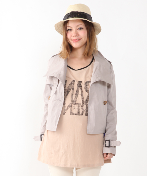 mystic(ミスティック)の「【mystic】 スタンドカラーSトレンチ(トレンチコート・レディース・ベージュ/グレー/ネイビー・フリ-)」の2枚目の写真