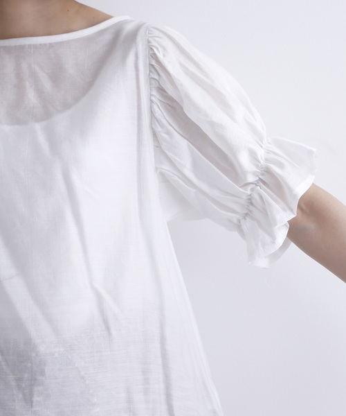 MERLOT(メルロー)の「レーヨンキャンディスリーブカットソー2750(シャツ/ブラウス・レディース・ホワイト/ブラック/ライトグリーン・FREE)」の20枚目の写真