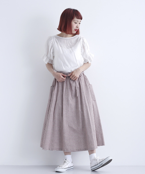 MERLOT(メルロー)の「レーヨンキャンディスリーブカットソー2750(シャツ/ブラウス・レディース・ホワイト/ブラック/ライトグリーン・FREE)」の5枚目の写真