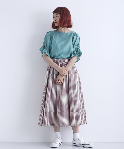 MERLOT(メルロー)の「レーヨンキャンディスリーブカットソー2750(シャツ/ブラウス・レディース・ホワイト/ブラック/ライトグリーン・FREE)」の10枚目の写真