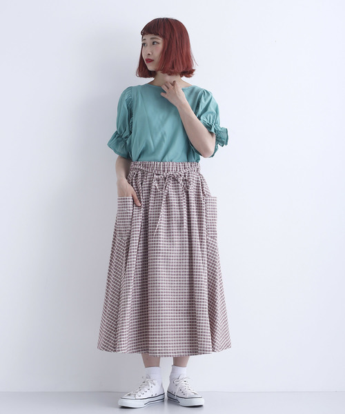 MERLOT(メルロー)の「レーヨンキャンディスリーブカットソー2750(シャツ/ブラウス・レディース・ホワイト/ブラック/ライトグリーン・FREE)」の21枚目の写真