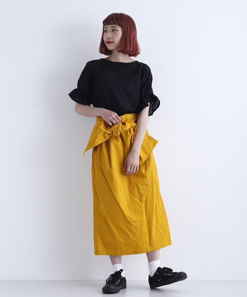 MERLOT(メルロー)の「レーヨンキャンディスリーブカットソー2750(シャツ/ブラウス・レディース・ホワイト/ブラック/ライトグリーン・FREE)」の6枚目の写真