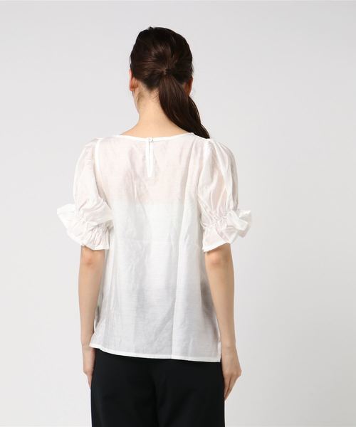 MERLOT(メルロー)の「レーヨンキャンディスリーブカットソー2750(シャツ/ブラウス・レディース・ホワイト/ブラック/ライトグリーン・FREE)」の17枚目の写真