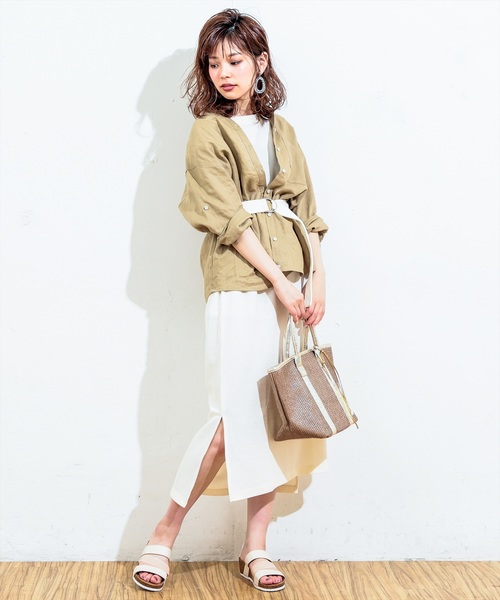 natural couture（ナチュラルクチュール）の「Dカンベルト付きワッフルTワンピ（ワンピース・レディース・ブラック/パープル/アイボリー/キャメル/ブラウン・FREE）」の7枚目の写真