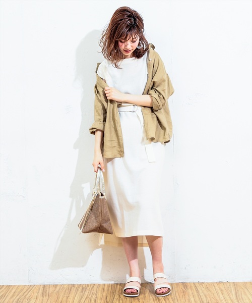 natural couture（ナチュラルクチュール）の「Dカンベルト付きワッフルTワンピ（ワンピース・レディース・ブラック/パープル/アイボリー/キャメル/ブラウン・FREE）」の9枚目の写真