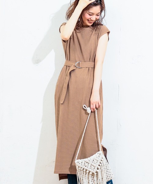 natural couture（ナチュラルクチュール）の「Dカンベルト付きワッフルTワンピ（ワンピース・レディース・ブラック/パープル/アイボリー/キャメル/ブラウン・FREE）」の18枚目の写真