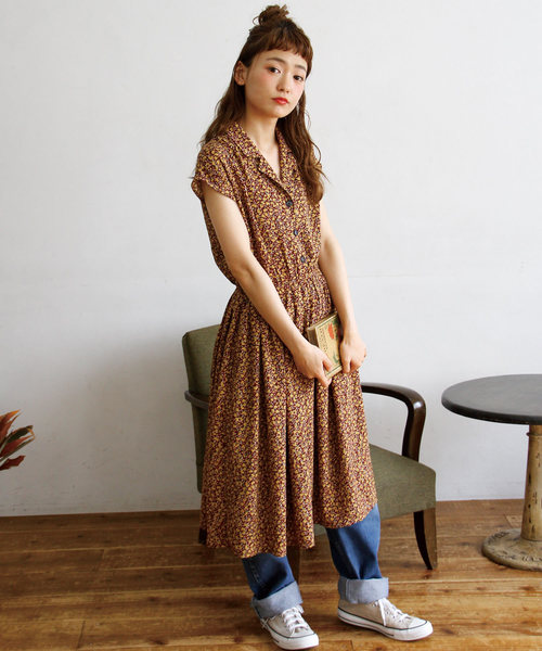 Crisp クリスプ の フラワーオープンシャツワンピース ワンピース Wear Crisp クリスプ の フラワーオープンシャツワンピース ワンピース Wear