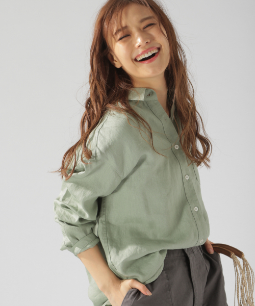 BAYFLOW(ベイフロー)の「リネンシャツ(シャツ/ブラウス・レディース・ホワイト/カーキ/ブルー/ネイビー/イエロー・SMALL/MEDIUM)」の16枚目の写真