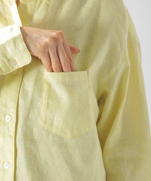 BAYFLOW(ベイフロー)の「リネンシャツ(シャツ/ブラウス・レディース・ホワイト/カーキ/ブルー/ネイビー/イエロー・SMALL/MEDIUM)」の13枚目の写真