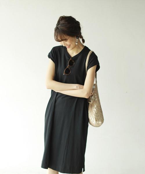 Coen コーエン の Usaコットンフレンチスリーブワンピース ワンピース Wear