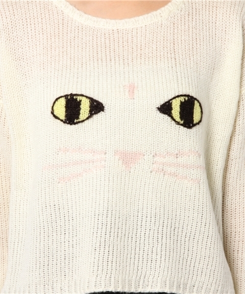 L.D.S.(エルディーエス)の「ネコS丈KNIT(ニット/セーター・レディース・ホワイト系/パープル系/ブラック系・FREE)」の11枚目の写真
