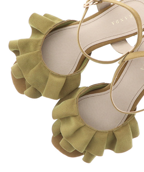 RANDA（ランダ）の「ラッフルデザインべっ甲ヒールサンダル（サンダル・レディース・ブラック/ベージュ/イエロー・LL/M/L/S）」の5枚目の写真