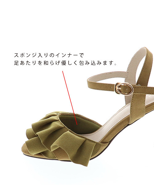 RANDA（ランダ）の「ラッフルデザインべっ甲ヒールサンダル（サンダル・レディース・ブラック/ベージュ/イエロー・LL/M/L/S）」の4枚目の写真