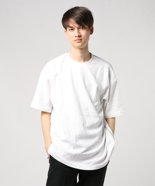 STYLEBLOCK(スタイルブロック)の「サイドジップコットンポンチビッグシルエットTシャツ(Tシャツ/カットソー・メンズ・オレンジ/オフホワイト/ダークグリーン/ベージュ/ブラック/ピンク・L/M)」の2枚目の写真