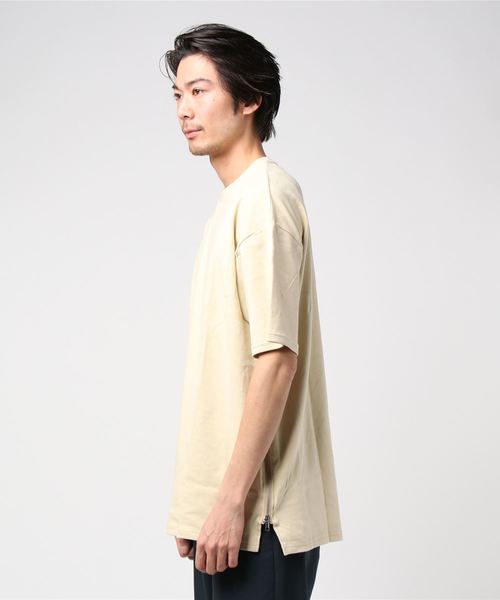 STYLEBLOCK(スタイルブロック)の「サイドジップコットンポンチビッグシルエットTシャツ(Tシャツ/カットソー・メンズ・オレンジ/オフホワイト/ダークグリーン/ベージュ/ブラック/ピンク・L/M)」の7枚目の写真