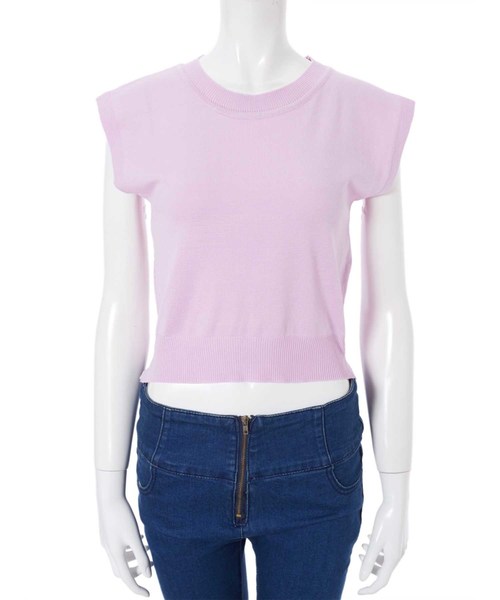 fifth（フィフス）の「コンパクトフレンチスリーブサマーニット（ニット/セーター・レディース・ラベンダー/ホワイト/ブラック/グレー・MEDIUM）」の5枚目の写真