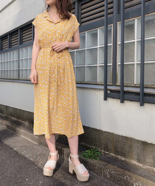 one after another NICE CLAUP(ワンアフターアナザーナイスクラップ)の「【ZOZO限定】フレンチスリーブ開襟ワンピース(ワンピース・レディース・ブラック系その他/ベージュ/イエロー系その他/ピンク系その他/ストライプ/ベージュ系その他・FREE)」の4枚目の写真