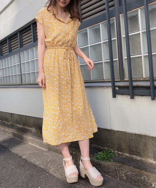 one after another NICE CLAUP(ワンアフターアナザーナイスクラップ)の「【ZOZO限定】フレンチスリーブ開襟ワンピース(ワンピース・レディース・ブラック系その他/ベージュ/イエロー系その他/ピンク系その他/ストライプ/ベージュ系その他・FREE)」の11枚目の写真