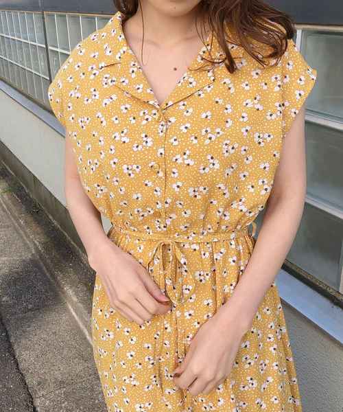 one after another NICE CLAUP(ワンアフターアナザーナイスクラップ)の「【ZOZO限定】フレンチスリーブ開襟ワンピース(ワンピース・レディース・ブラック系その他/ベージュ/イエロー系その他/ピンク系その他/ストライプ/ベージュ系その他・FREE)」の9枚目の写真