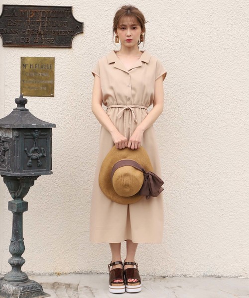 one after another NICE CLAUP(ワンアフターアナザーナイスクラップ)の「【ZOZO限定】フレンチスリーブ開襟ワンピース(ワンピース・レディース・ブラック系その他/ベージュ/イエロー系その他/ピンク系その他/ストライプ/ベージュ系その他・FREE)」の22枚目の写真