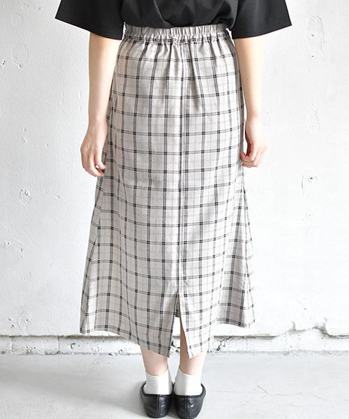 PairPair(ペアペア)の「チェック柄マーメイドスカート(スカート・レディース・ベージュ/ライトグレー・FREE)」の3枚目の写真